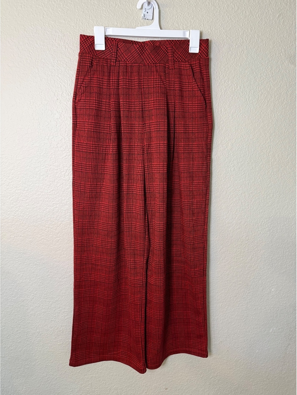 Halara Medium Reg High Waisted Pocket Wide Leg Baggy Houndstooth Plaid Pants